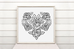 Rose Heart Floral Flower Graphic Outline Wreath Outline PNG Product Image 2