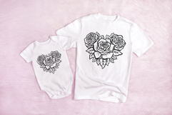 Rose Heart Flower Graphic Outline Floral Wreath Clipart PNG Product Image 4