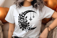 Rose Floral Moon Cat SVG Product Image 1