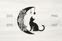 Rose Moon Stars and Cat SVG