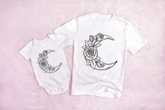 Rose Moon Wreath Flower Illustration Clipart PNG Product Image 2