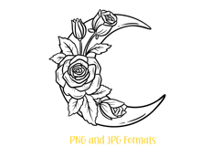 Rose Moon Wreath Flower Illustration Clipart PNG by Squeeb Creative