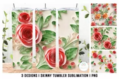 Rose Paper Quilling 3D Tumbler Sublimation PNG Product Image 1