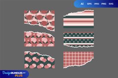 Rose Pattern Torn Paper - Scrapbooking PNG Product Image 1