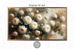 White roses Frame TV art, white rose oil painting, vintage Product Image 2