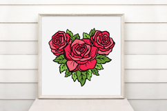 Rose Red Heart Flower Graphic Floral Wreath Clipart PNG Product Image 2