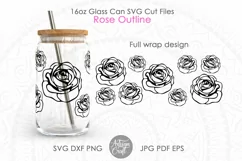 Rose Can Glass SVG with outlines 