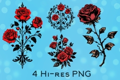 Ornamental red roses tattoo PNG Product Image 1