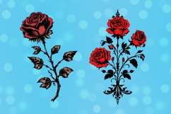Ornamental red roses tattoo PNG Product Image 3
