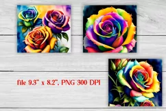 Rainbow rose tumbler wrap bundle, rainbow rose sublimation tumbler wrap 20 Oz, flower tumbler sublimation, summer tumbler design.