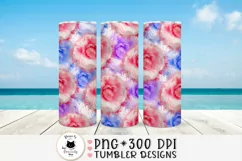 skinny tumbler floral wrap with roses shown on tumblers