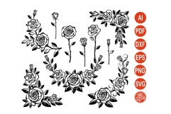 Rose SVG Bundle Line Art Flowers Product Image 1