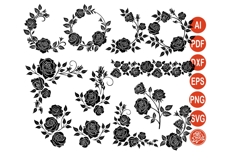 Rose SVG Bundle Floral Designs Bouquets Borders Wreaths Product Image 1
