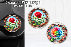 Flower rose car coaster | Rose in wall sublimation Product Image 1