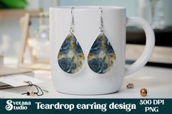 Flower teardrop earring sublimation | Rose earring PNG Product Image 1