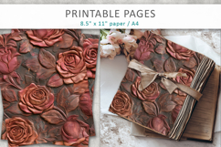 Vintage Rose Grunge Digital Papers, junk journal paper Product Image 4