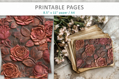 Vintage Rose Grunge Digital Papers, junk journal paper Product Image 5