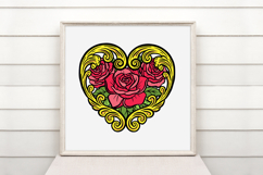 Roses Border Heart Wreath Flower Graphic Clipart PNG Product Image 3