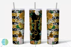 Custom Skinny Tumbler Sublimation Designs Roses - Add a Name Product Image 6
