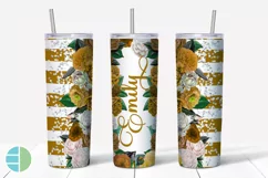Custom Skinny Tumbler Sublimation Designs Roses - Add a Name Product Image 4