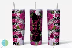 Custom Skinny Tumbler Sublimation Designs Roses - Add a Name Product Image 3