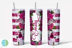 Custom Skinny Tumbler Sublimation Designs Roses - Add a Name Product Image 3