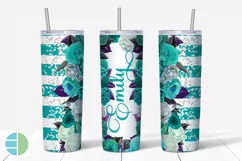 Custom Skinny Tumbler Sublimation Designs Roses - Add a Name Product Image 5