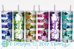 Custom Skinny Tumbler Sublimation Designs Roses - Add a Name Product Image 1