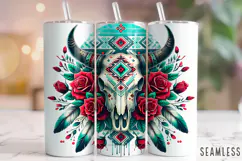 Bull Skull Tumbler Wrap Sublimation, Cow Skull Tumbler Wrap Product Image 1