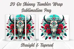 Bull Skull Tumbler Wrap Sublimation, Cow Skull Tumbler Wrap Product Image 2