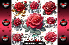 Watercolor Red Roses Clipart Bundle Product Image 1