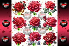 Watercolor Red Roses Clipart Bundle Product Image 2