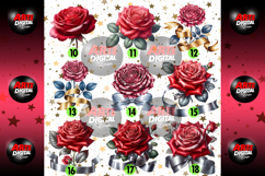 Watercolor Red Roses Clipart Bundle Product Image 3