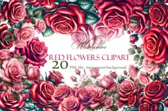 Roses clipart, Watercolor floral clipart Product Image 1