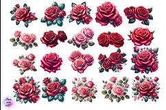 Roses clipart, Watercolor floral clipart Product Image 2