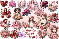 Roses clipart, Watercolor floral clipart Product Image 1
