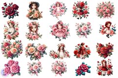 Roses clipart, Watercolor floral clipart Product Image 2