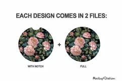 Roses Car Coaster PNG | Floral Round Clipart Sublimation Product Image 2