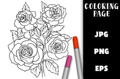 Pretty Rose Flowers Coloring Page Product Image 1