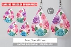 Earring Teardrop Roses Flowers Pattern Product Image 1