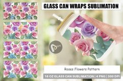 Glass Can Wraps Roses Flowers Pattern Product Image 1