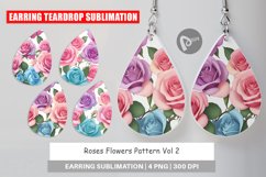 Earring Teardrop Roses Flowers Pattern Product Image 1