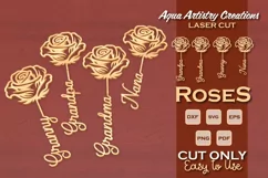 4x Grandpa and Grandma Roses Laser Cut Designs Product Image 1