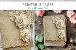 vintage lace rose background, junk journal pages Product Image 3