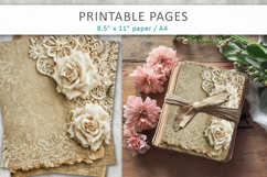 vintage lace rose background, junk journal pages Product Image 4