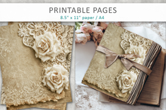 vintage lace rose background, junk journal pages Product Image 5