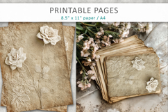vintage lace rose background, aged paper texture Product Image 5