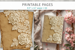 vintage lace rose junk journal pages Product Image 7