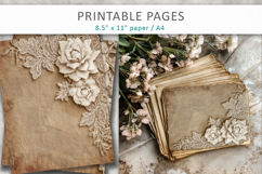 vintage lace rose junk journal pages Product Image 1
