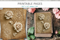 vintage lace rose junk journal pages, floral scrapbook paper Product Image 3